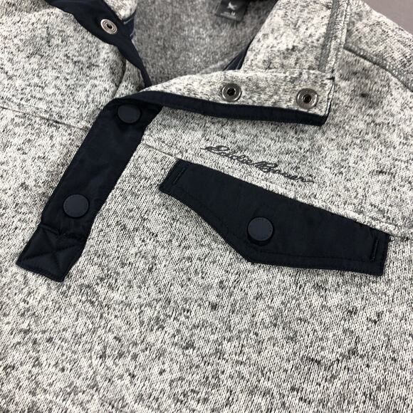 Eddie Bauer Sweater Heather Gray 1/4 Snap Button Pullover Men's Medium - Picture 6 of 7